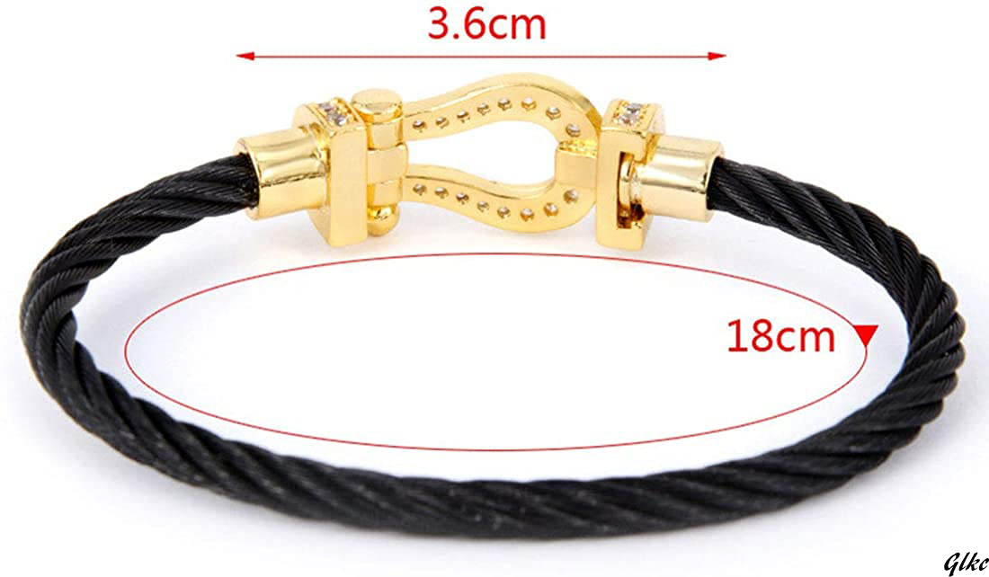 【馬蹄型デザインでシンプルながら存在感があり、ファッション性が高い】 ブレスレット ジルコニア 馬蹄バングル ステンレス製_画像4