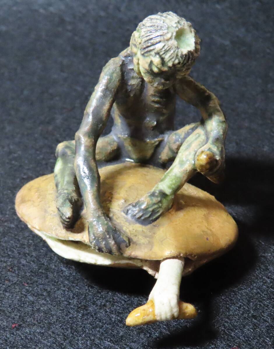 相場るい児　いたずら唐子と河童　共箱／陶芸　置物　オブジェ　河童　かっぱ_画像6