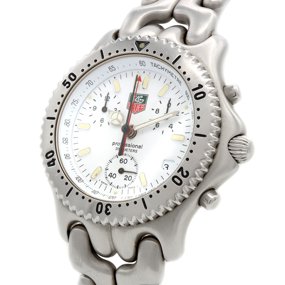 電池交換済 TAG Heuer タグホイヤー S/el セル プロフェッショナル CG1112 デイト 200m防水 白 ホワイト メンズ クォーツ_画像5