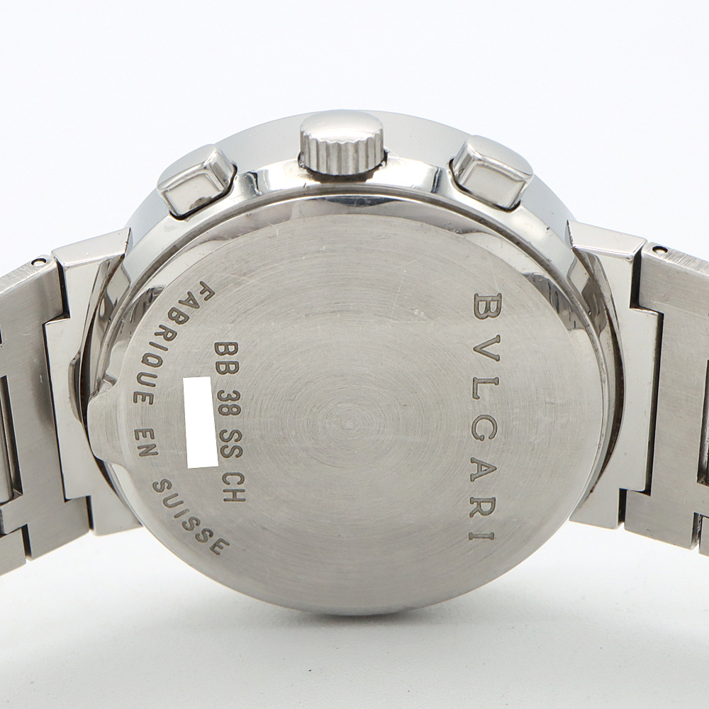 内部点検済 BVLGARI ブルガリ ブルガリブルガリ クロノグラフ BB38SSCH デイト 30m防水 黒 ブラック SS メンズ 自動巻き_画像3