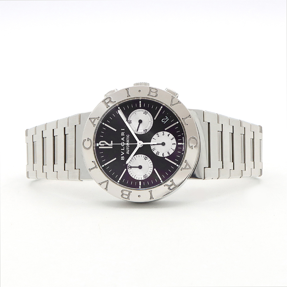 内部点検済 BVLGARI ブルガリ ブルガリブルガリ クロノグラフ BB38SSCH デイト 30m防水 黒 ブラック SS メンズ 自動巻き_画像4