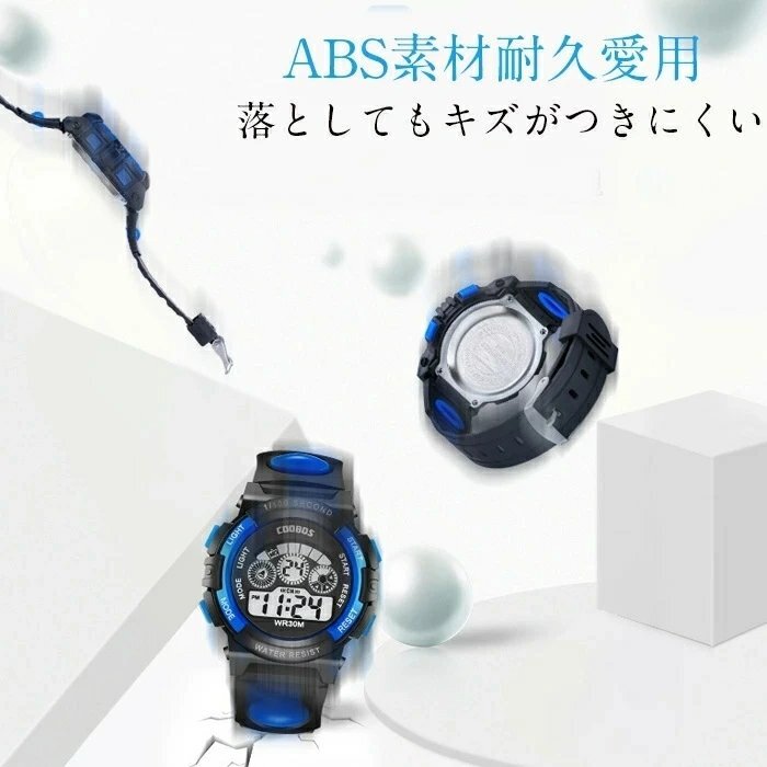 キッズ 腕時計 男の子 女の子 腕時計 アウトドア キャンプ 日常防水 多機能 ウォッチ レディース メンズ 小学生 低学年【ブラック/SMALL】_画像7