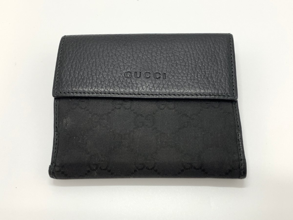 GUCCI グッチ GG柄 二つ折り 財布 ブラック系 黒色 143337 2091 ☆良品☆[84-1006-2E5]_画像1