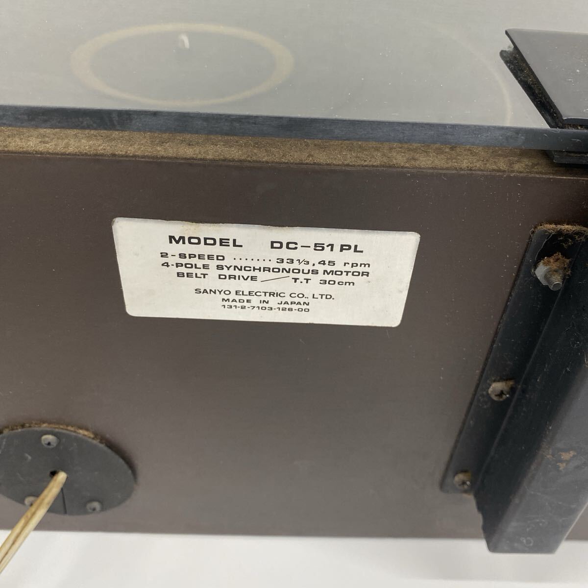 refle● 動作未確認　SANYO OTTO DC-51PL サンヨー オットー ターンテーブル　針折れ　ベルトドライブプレイヤー　部品取り　ジャンク　_画像9