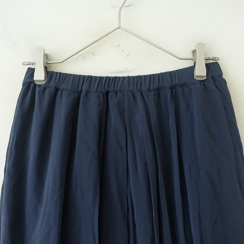 クリステンセン KristenseN *シルクストレッチギャザーロングスカート*2ウエストゴム紺ネイビー絹混(sk1-2509-139)【10J52】