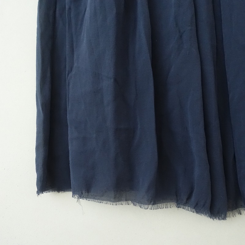 クリステンセン KristenseN *シルクストレッチギャザーロングスカート*2ウエストゴム紺ネイビー絹混(sk1-2509-139)【10J52】