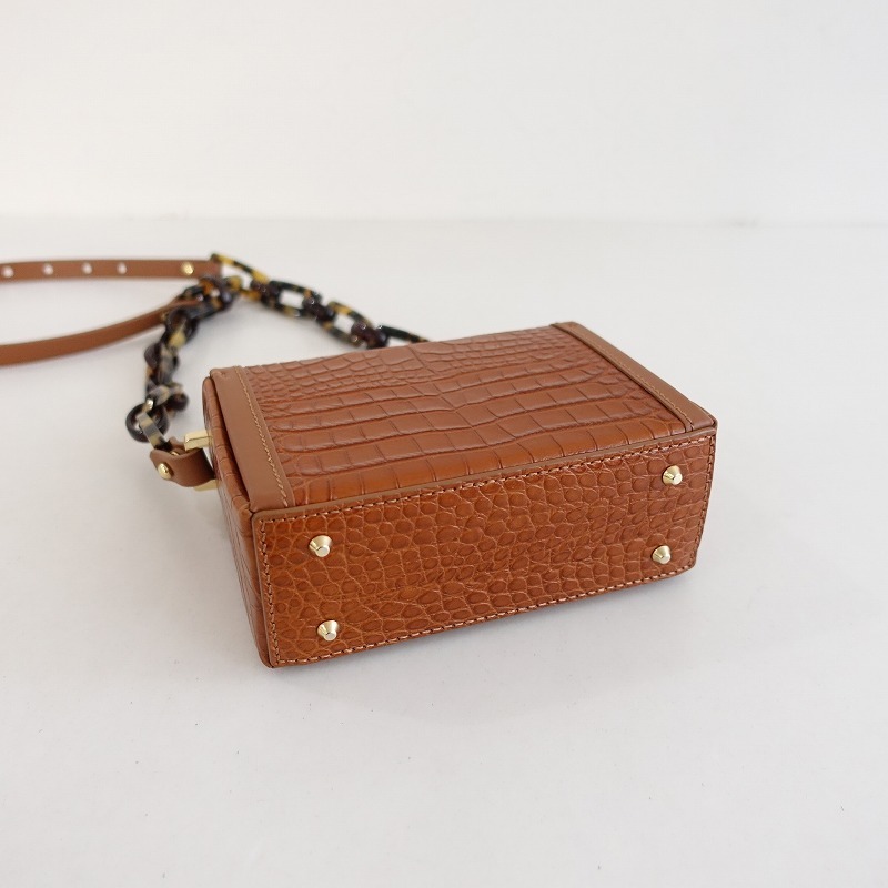 ニコジャンニ NICO GIANI *スクエアショルダーバッグ*ポシェットレザーブラウン(ba11-2509-67)【30J52】_画像3