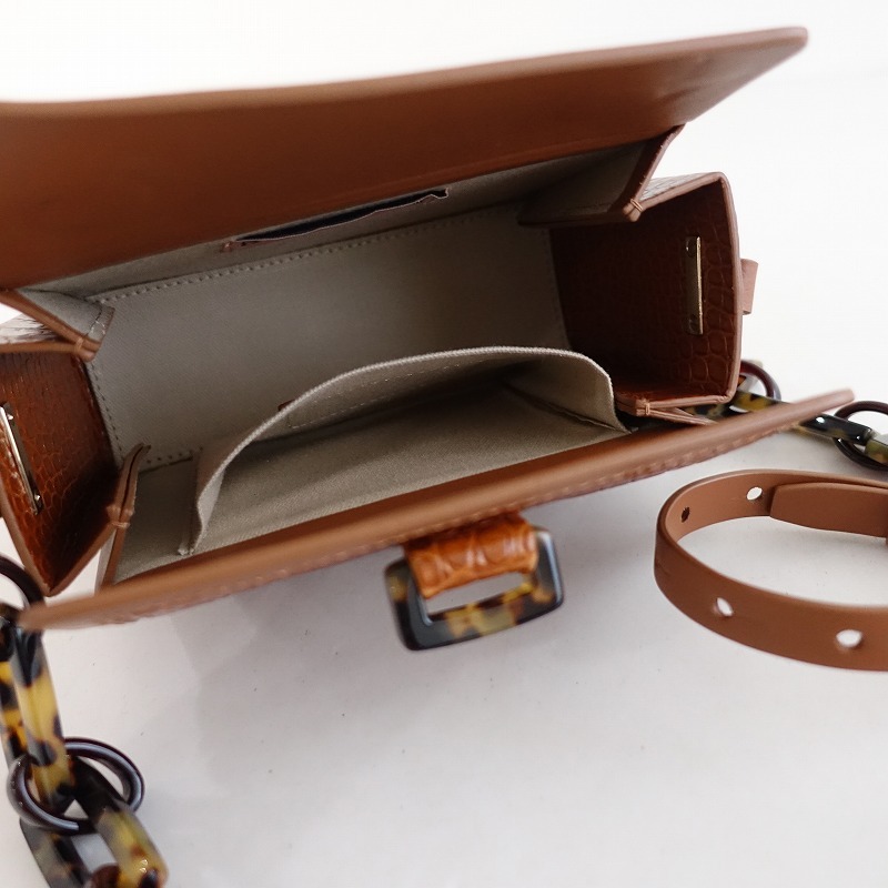 ニコジャンニ NICO GIANI *スクエアショルダーバッグ*ポシェットレザーブラウン(ba11-2509-67)【30J52】_画像4