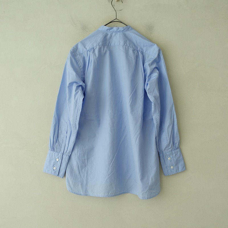 ブリティッシュメイド BRITISH MADE *コットンバンドカラー長袖シャツ*36ブラウス綿トップスライトブルー(1-2509-292)【80J52】_画像2