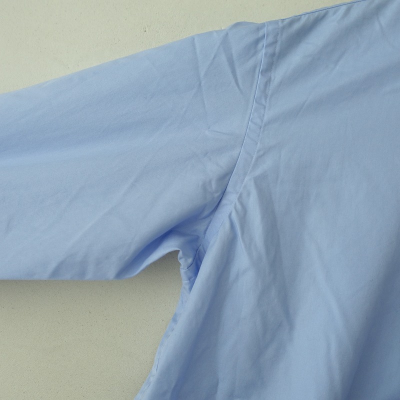 ブリティッシュメイド BRITISH MADE *コットンバンドカラー長袖シャツ*36ブラウス綿トップスライトブルー(1-2509-292)【80J52】_画像3