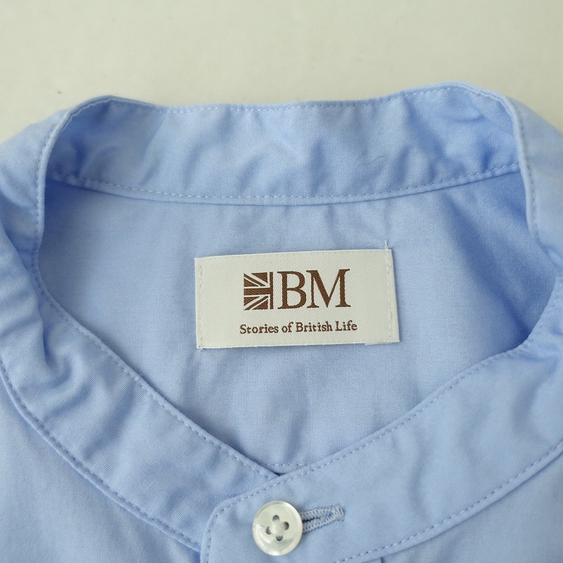 ブリティッシュメイド BRITISH MADE *コットンバンドカラー長袖シャツ*36ブラウス綿トップスライトブルー(1-2509-292)【80J52】_画像6