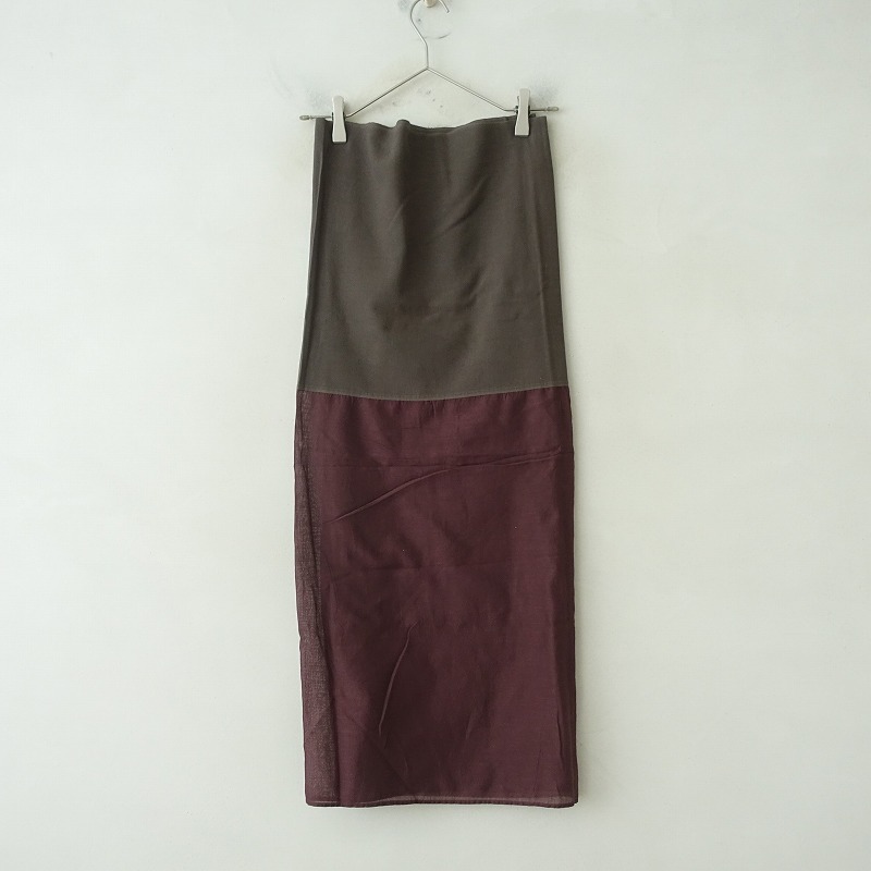 ももぐさ momogusa *単サロン*異素材切替ラップ巻きブラウングリーン系カーキ(sk33-2509-457)【21J52】_画像2