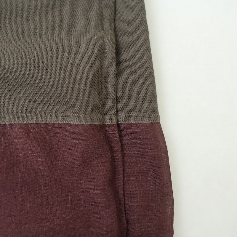 ももぐさ momogusa *単サロン*異素材切替ラップ巻きブラウングリーン系カーキ(sk33-2509-457)【21J52】_画像6