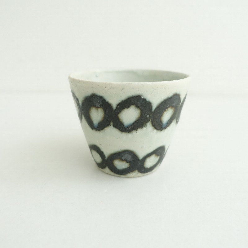 【美品】楠田純子 *墨絵カップ ドット*食器コップカップ作家【陶器】(wa87-2509-38)【41J52】_画像2