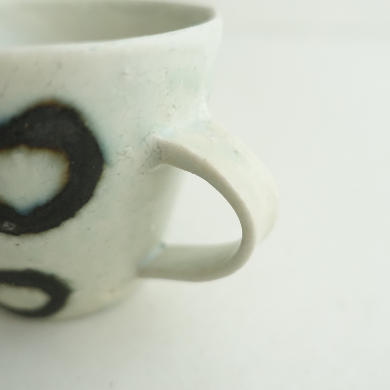 【美品】楠田純子 *墨絵カップ ドット*食器コップカップ作家【陶器】(wa87-2509-38)【41J52】_画像5