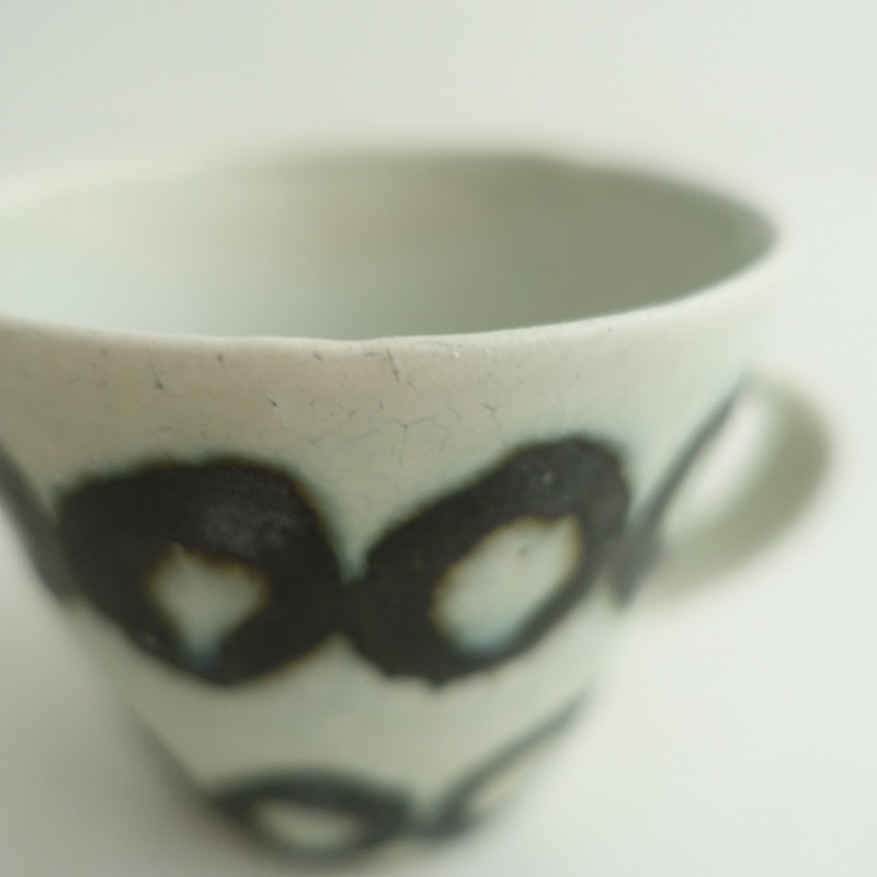 【美品】楠田純子 *墨絵カップ ドット*食器コップカップ作家【陶器】(wa87-2509-38)【41J52】_画像6