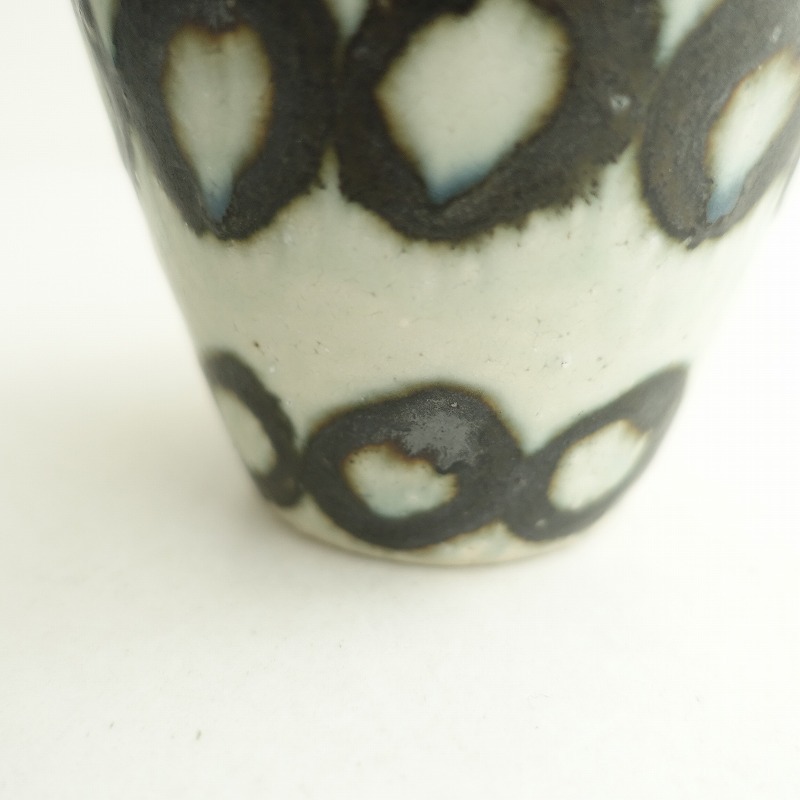 【美品】楠田純子 *墨絵カップ ドット*食器コップカップ作家【陶器】(wa87-2509-38)【41J52】_画像7