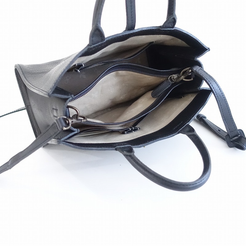 【定価8.4万】ゲンテン genten *トスカスペリオーレ横型2WAYショルダーバッグ*レザーブラックかばん(kba11-2509-140)【02J52】_画像6