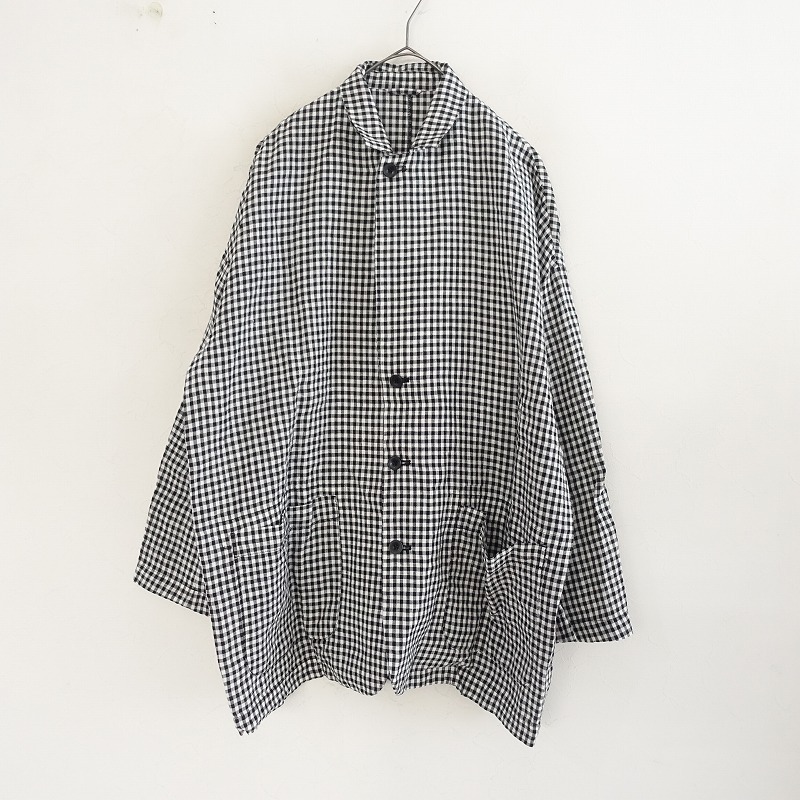【美品/2025SS/定価3.7万】ジャーナルスタンダード JOURNAL STANDARD LUXE *リネンチェックジャケット*黒(jk25-2509-718)【12J52】_画像1