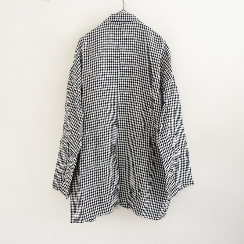 【美品/2025SS/定価3.7万】ジャーナルスタンダード JOURNAL STANDARD LUXE *リネンチェックジャケット*黒(jk25-2509-718)【12J52】_画像2