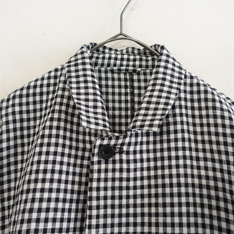 【美品/2025SS/定価3.7万】ジャーナルスタンダード JOURNAL STANDARD LUXE *リネンチェックジャケット*黒(jk25-2509-718)【12J52】_画像6