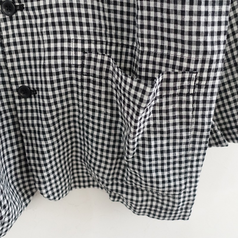 【美品/2025SS/定価3.7万】ジャーナルスタンダード JOURNAL STANDARD LUXE *リネンチェックジャケット*黒(jk25-2509-718)【12J52】_画像7