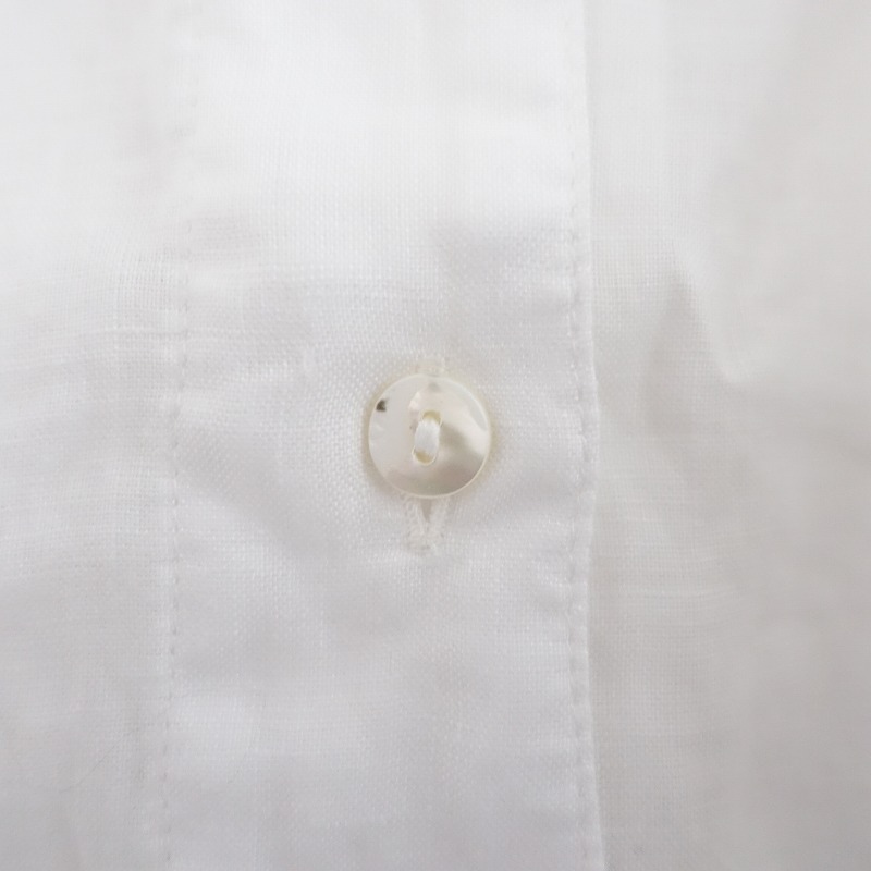【2025SS/定価1.7万】ユニ yuni IS LIKE A FLOWER TO ME.*60/1リネンワイドシャツブラウス*Fバンドカラー白(2-2509-441)【22J52】_画像7