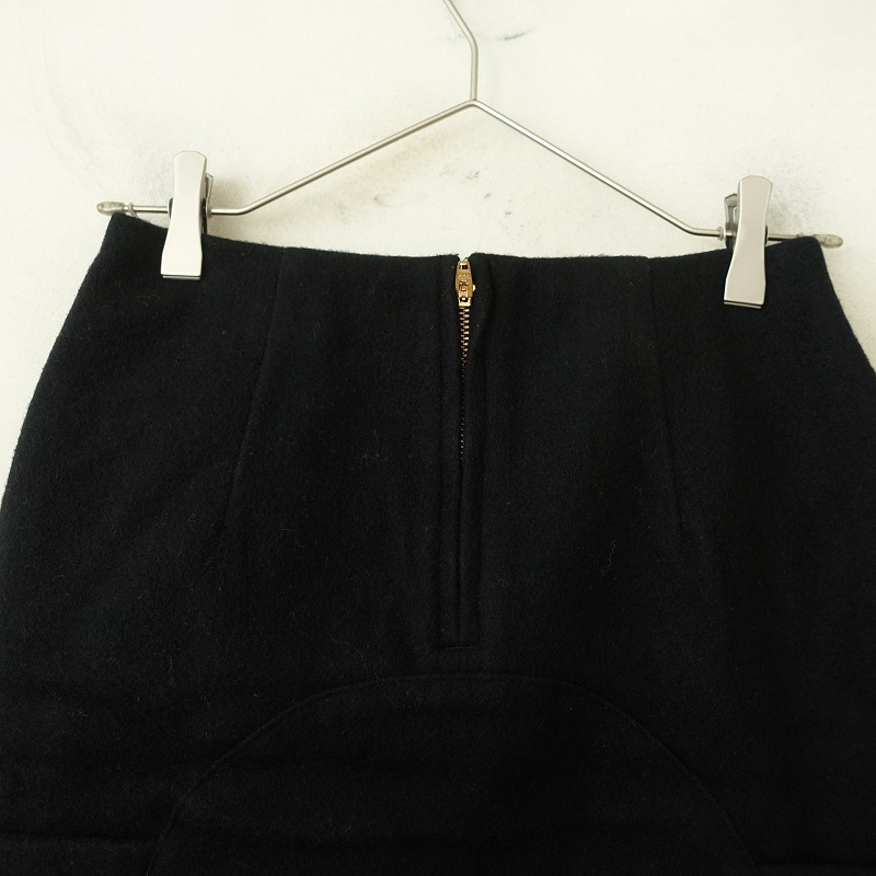 キャピタル KAPITAL *スカート*0/XS毛ウール混ブラック黒ボタン付きラップ巻きタイトミニ起毛(sk25-2510-12)【52J52】_画像4