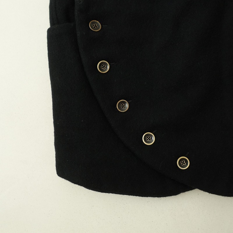 キャピタル KAPITAL *スカート*0/XS毛ウール混ブラック黒ボタン付きラップ巻きタイトミニ起毛(sk25-2510-12)【52J52】_画像5