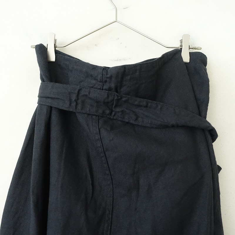 キャピタル KAPITAL *ビーズ装飾パンツ*1/Sリネンコットン麻綿ヘリンボーン織ブラック黒ラップ風(25-2510-9)【52J52】_画像4