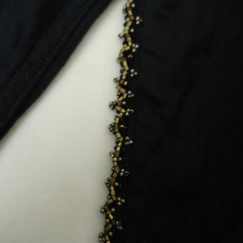 キャピタル KAPITAL *ビーズ装飾パンツ*1/Sリネンコットン麻綿ヘリンボーン織ブラック黒ラップ風(25-2510-9)【52J52】_画像7