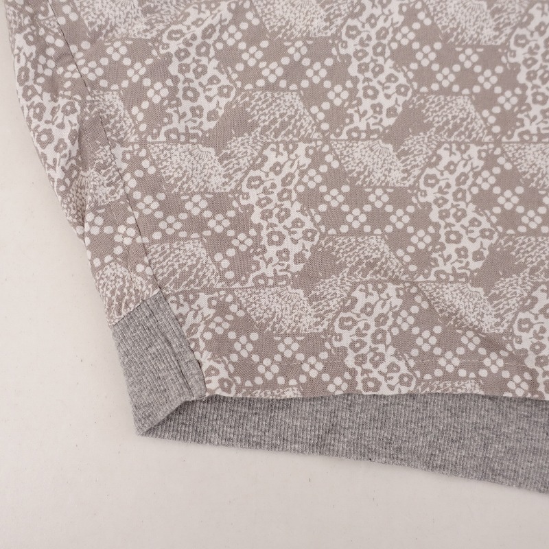 メルシーボークー mercibeaucoup *花チヨガミプルオーバー*総柄シャツ七分袖グレーベージュ×ホワイト(4-2510-15)【72J52】_画像7