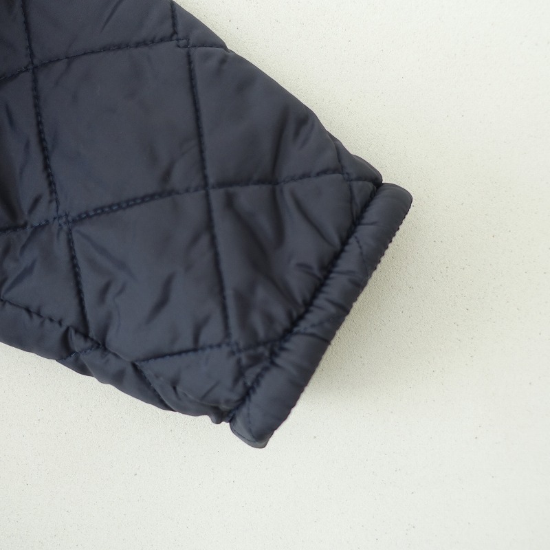 ラベンハム LAVENHAM *フーデッドキルティングコート*38ジャケット中綿アウターフードシングル紺ネイビー(jk1-2509-586)【82J52】_画像4