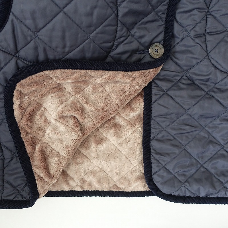 ラベンハム LAVENHAM *フーデッドキルティングコート*38ジャケット中綿アウターフードシングル紺ネイビー(jk1-2509-586)【82J52】_画像7