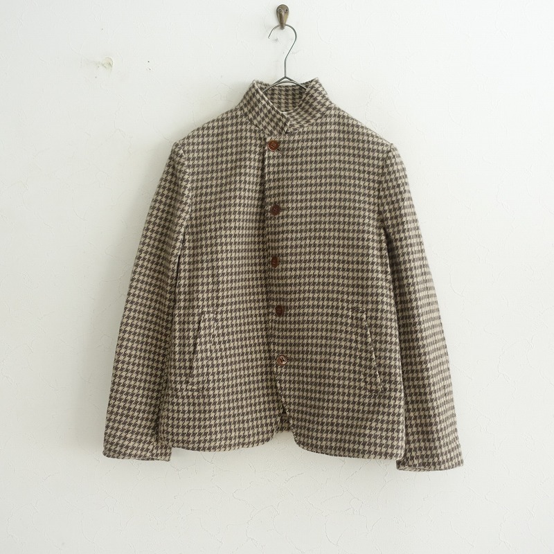 45a-rupi- M R45RPM * шерсть Blend тысяч птица .. рисунок жакет *2 темно-коричневый свет бежевый проверка (jk33-2510-184)[03J52]