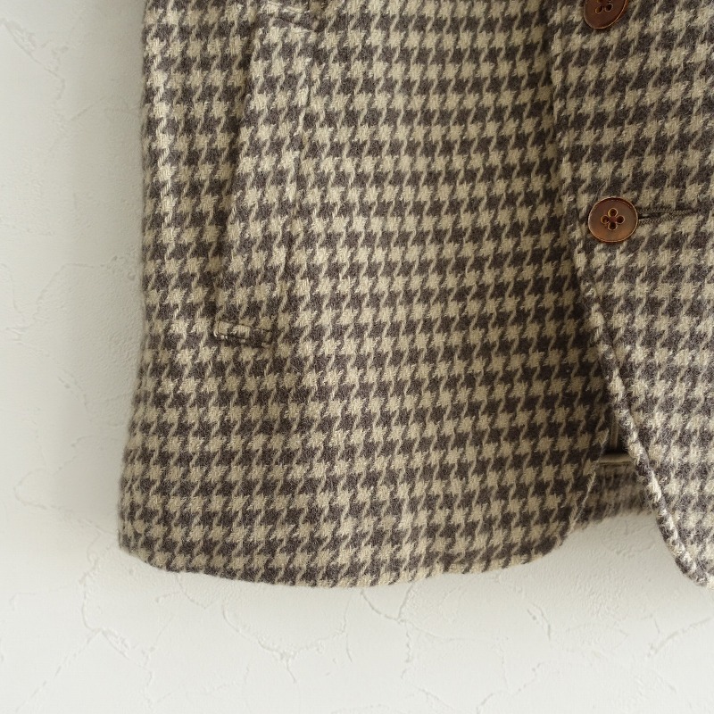 45a-rupi- M R45RPM * шерсть Blend тысяч птица .. рисунок жакет *2 темно-коричневый свет бежевый проверка (jk33-2510-184)[03J52]