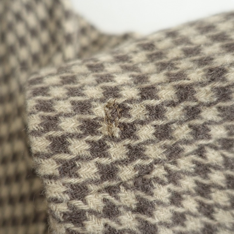 45a-rupi- M R45RPM * шерсть Blend тысяч птица .. рисунок жакет *2 темно-коричневый свет бежевый проверка (jk33-2510-184)[03J52]