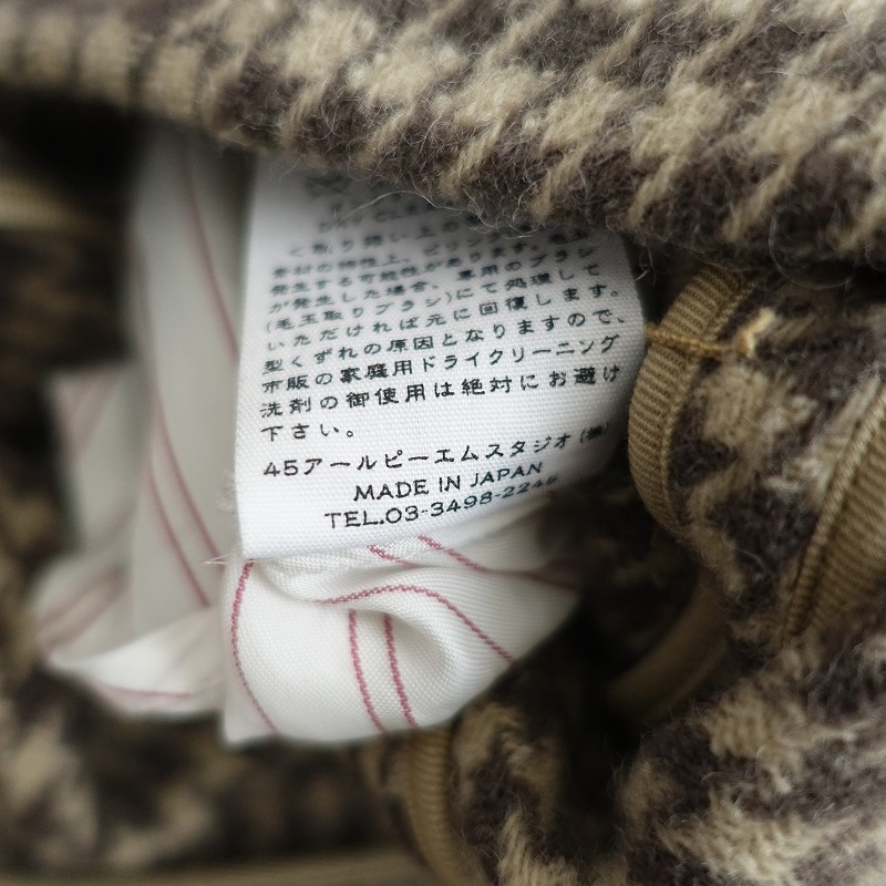 45a-rupi- M R45RPM * шерсть Blend тысяч птица .. рисунок жакет *2 темно-коричневый свет бежевый проверка (jk33-2510-184)[03J52]