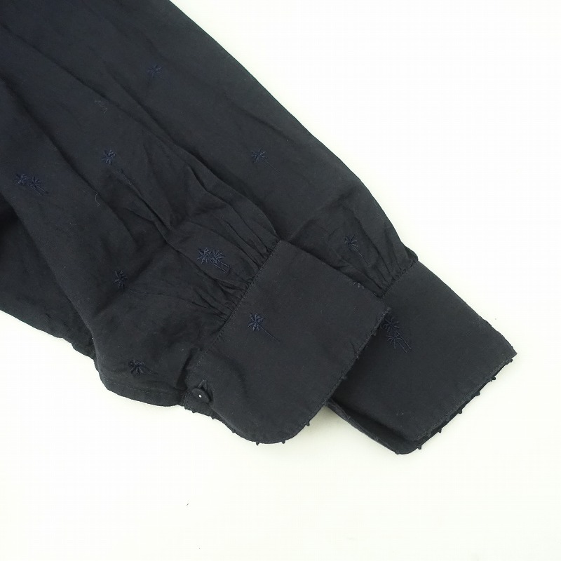 ハウスオブロータス HOUSE OF LOTUS *ヤシの木刺しゅうコットンシャツチュニック*Mネイビーシームポケット(2-2510-118)【03J52】_画像4