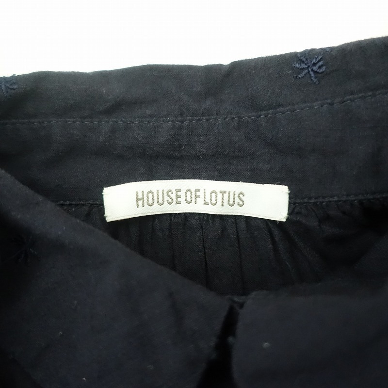 ハウスオブロータス HOUSE OF LOTUS *ヤシの木刺しゅうコットンシャツチュニック*Mネイビーシームポケット(2-2510-118)【03J52】_画像8