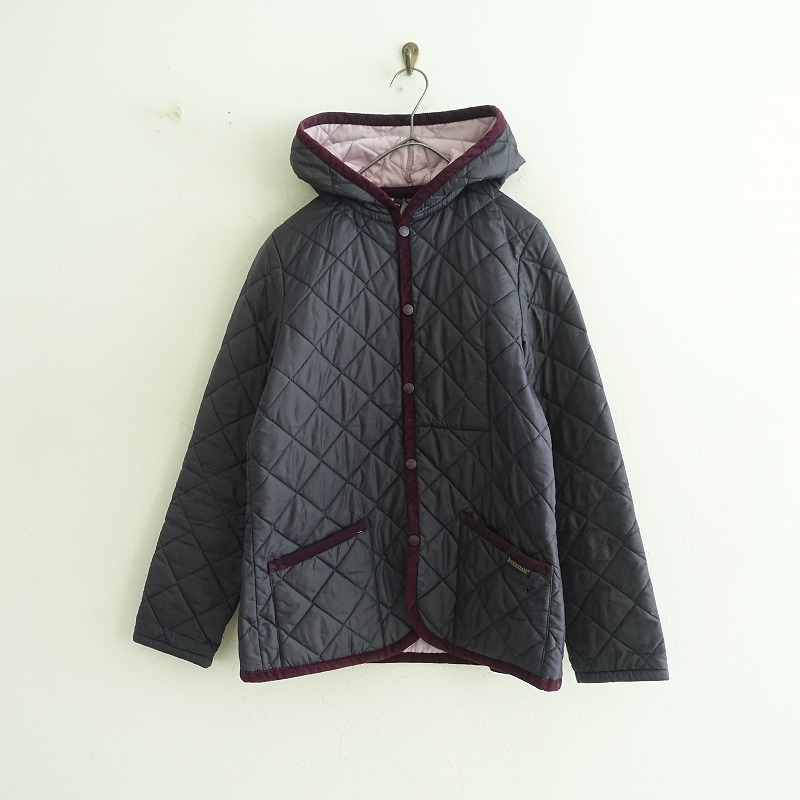 ラベンハム LAVENHAM *フード付キルティングジャケット*38/50中綿パープル紫コート羽織アウター上着(jk25-2510-203)【13J52】_画像1