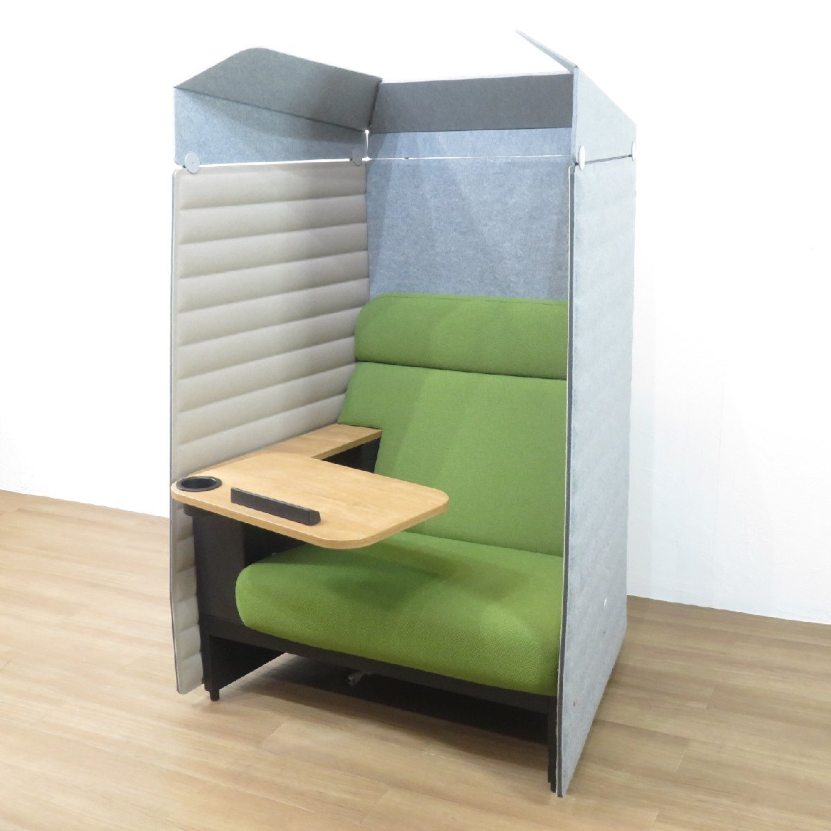 ITOKI イトーキ inTent ワークブース LWBP-183P-B グリーン 1人用 1P ワークソファ パネルブース 個別 布張り AG19134 中古オフィス家具_画像1