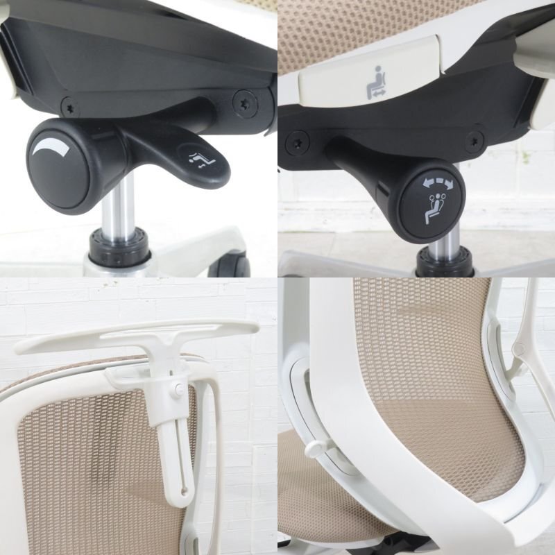 【在庫多数】 okamura オカムラ シルフィー 肘付オフィスチェア C686BW FMP7 ベージュ 事務椅子 肘付き メッシュ AG18687 中古オフィス家具_画像7