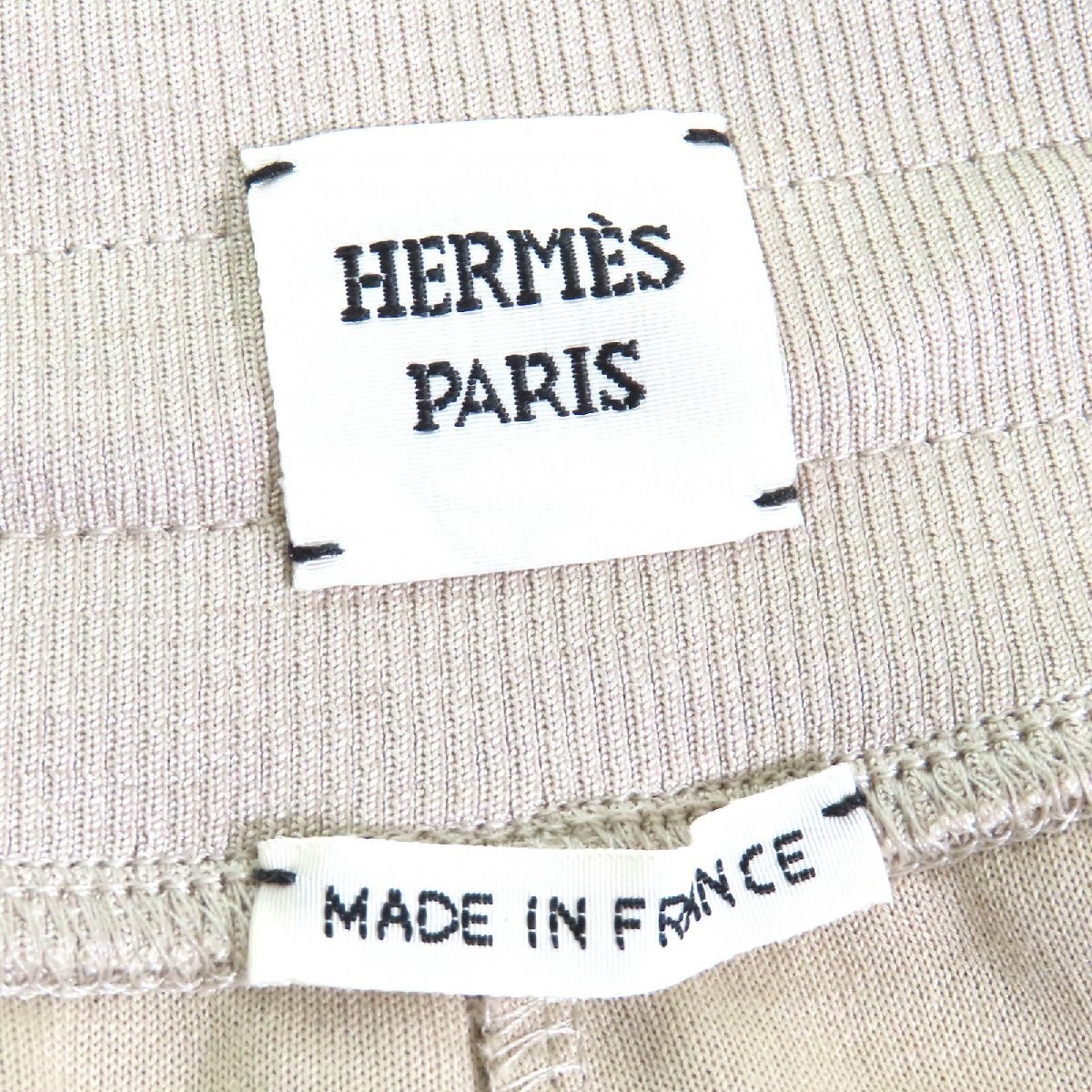 美品△HERMES エルメス 24SS 4E4415DI コットン シルク クルードセルワッペン ロング スウェットパンツ ベージュ 40 フランス製 正規品_画像7