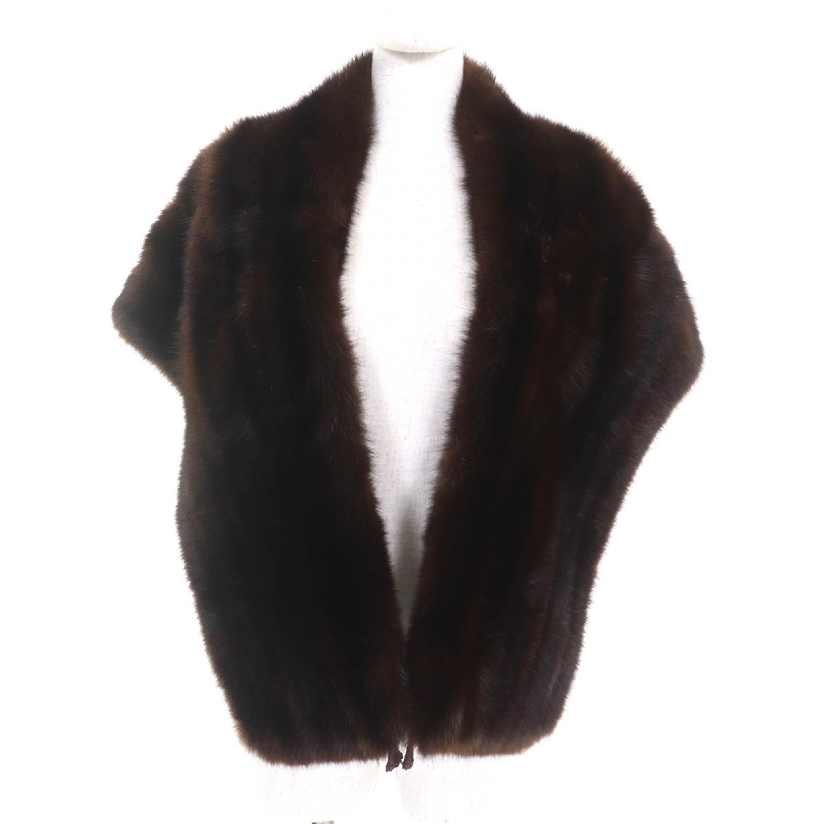 美品★ロシアンセーブル RUSSIAN SABLE 本毛皮ショール ブラウン レディース_画像1