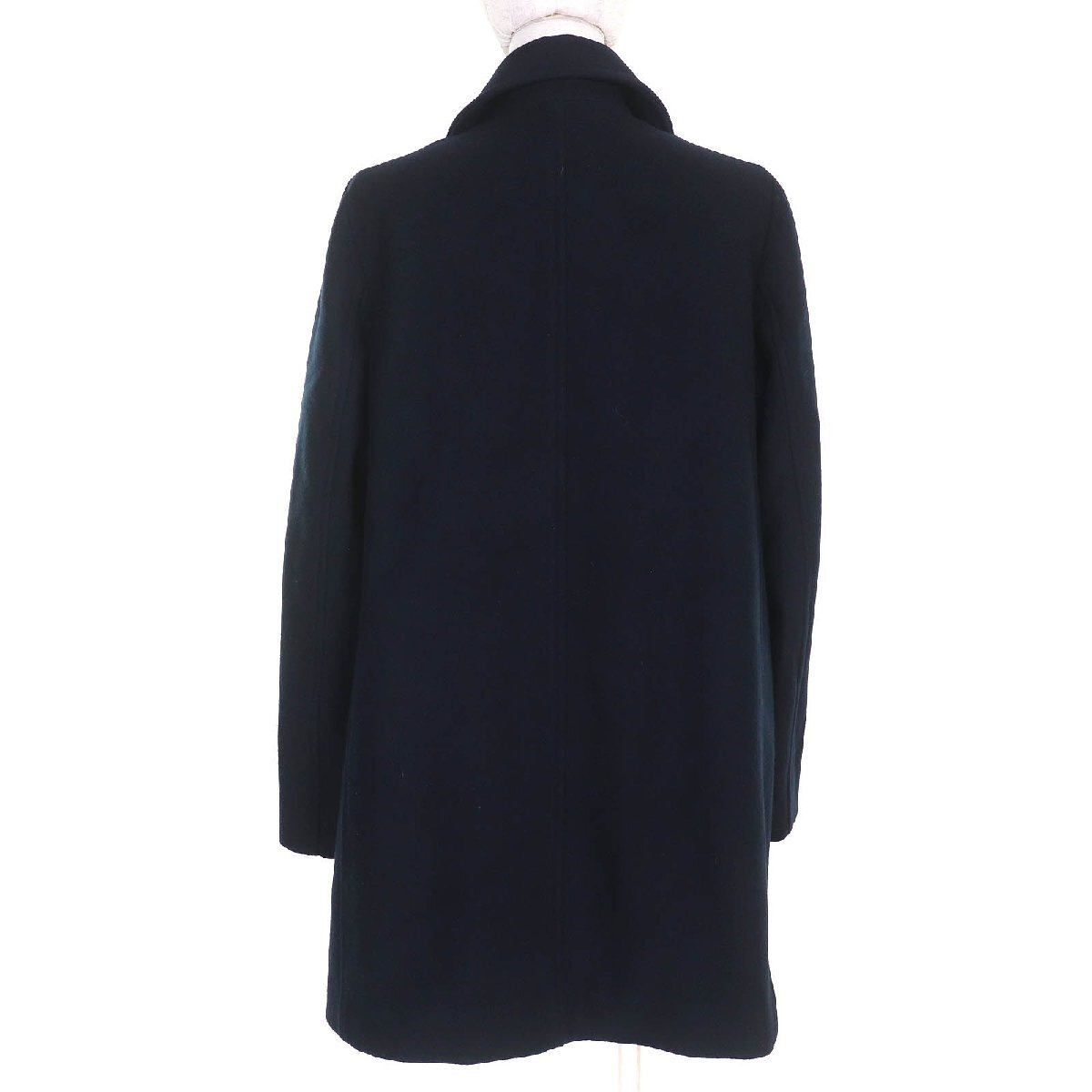 美品△MACKINTOSH LONDON マッキントッシュ ロンドン ロゴボタン ダブルブレスト ウールコート ミディアム丈 ネイビー 40 正規品_画像3
