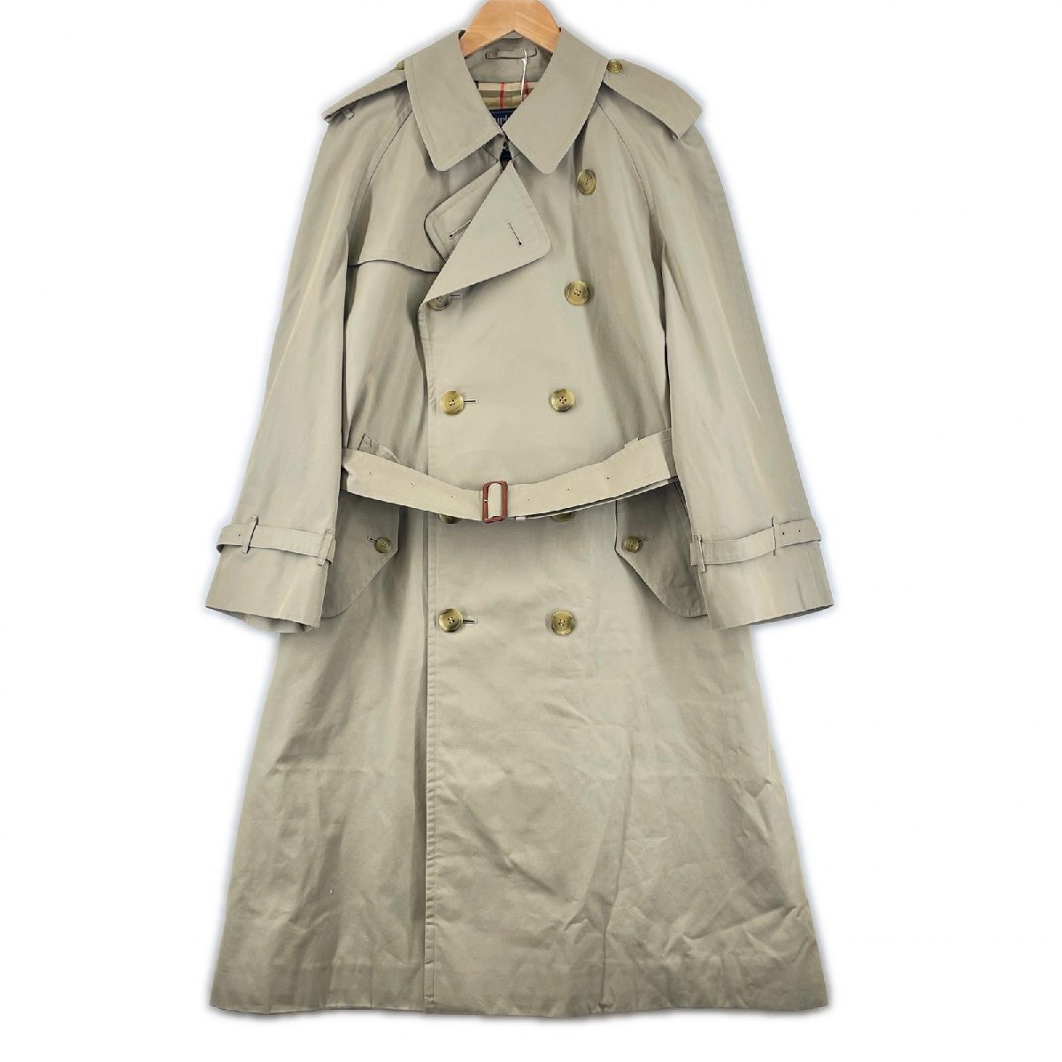極美品▲Burberrys バーバリー ヴィンテージ コットン100% 裏地ノバチェック ロング丈 トレンチコート カーキ 92-170 メンズ_画像1
