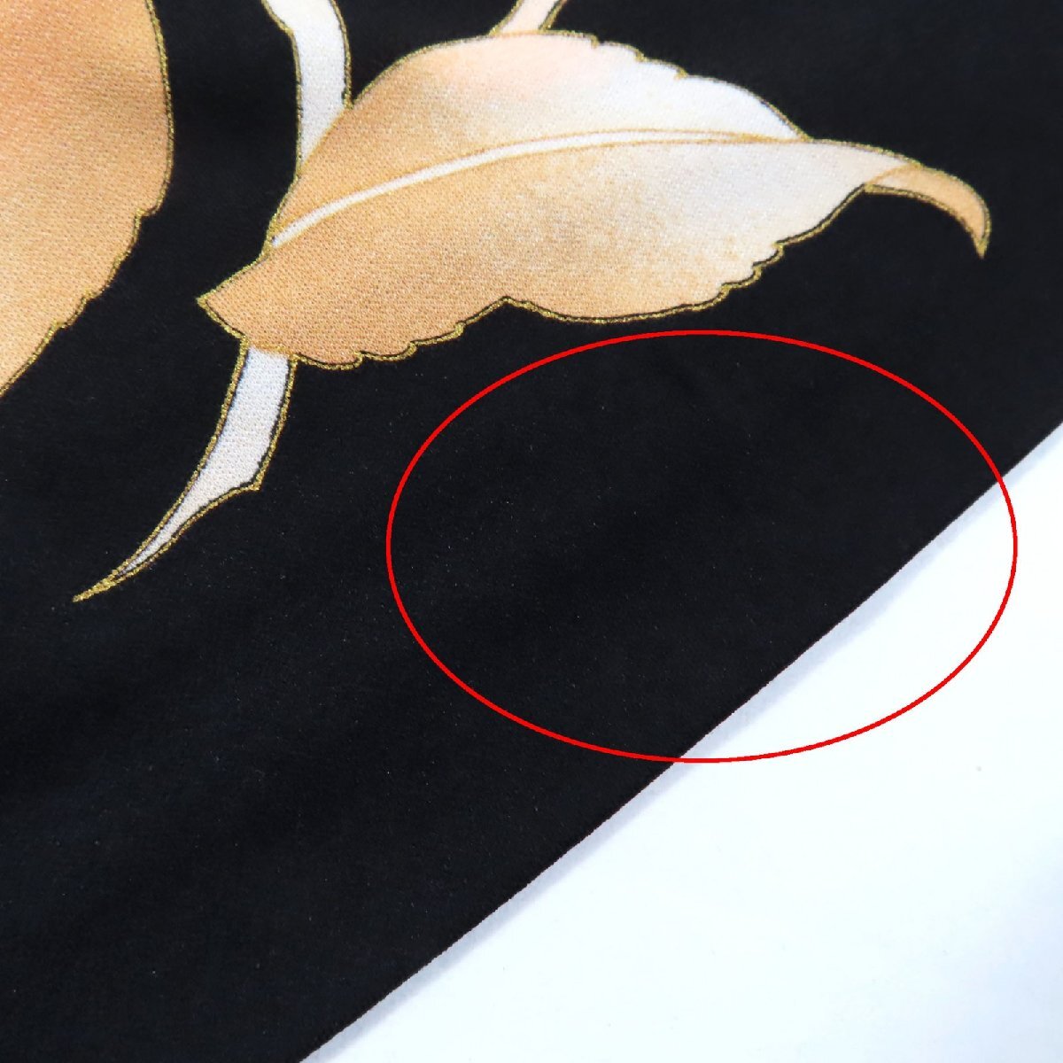 極美品◇LEONARD FASHION レオナール ファッション 花柄 Vネック ひざ丈 七分袖 ワンピース ブラック マルチ 2 日本製 正規品 レディース_画像10