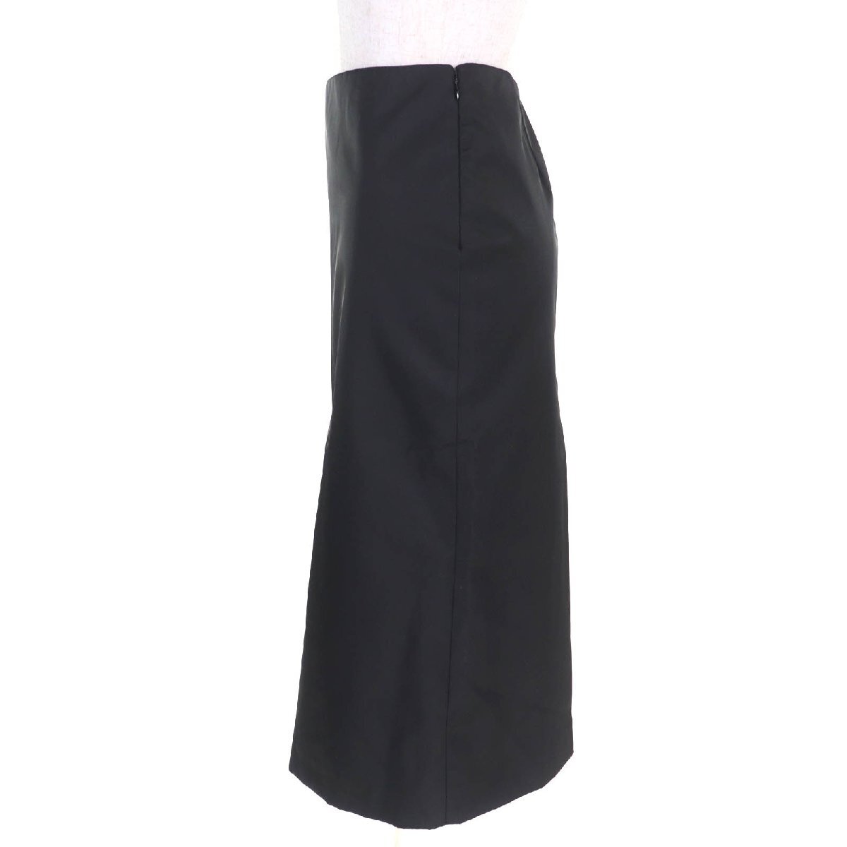  прекрасный товар ^PRADA Prada 2022 год производства 21H924 треугольник Logo треугольник plate Re Nylon длинный узкая юбка черный 36 стандартный товар женский 