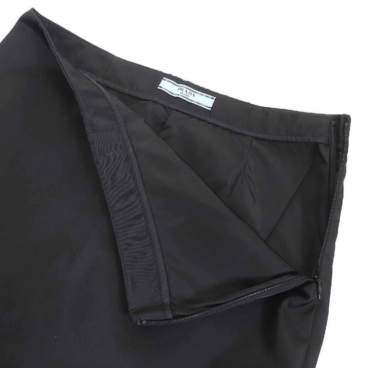  прекрасный товар ^PRADA Prada 2022 год производства 21H924 треугольник Logo треугольник plate Re Nylon длинный узкая юбка черный 36 стандартный товар женский 